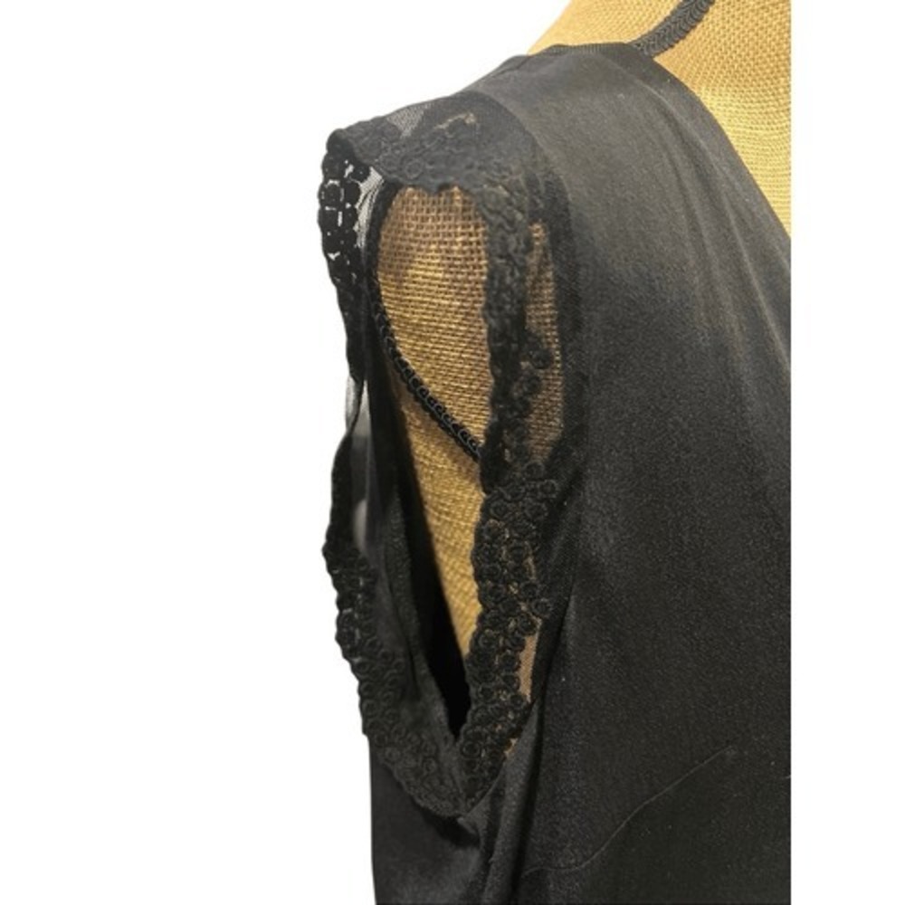 Daniel Rainn Black Lace Trim Sleeveless Blouse XL V Neck Career Office Top - Picture 2 of 13